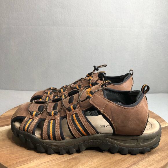 Rohde Leather Hiking Trekking Shoe Nubuck Size 40 Slip on Bungy Strap Brown #314 - Picture 1 of 8